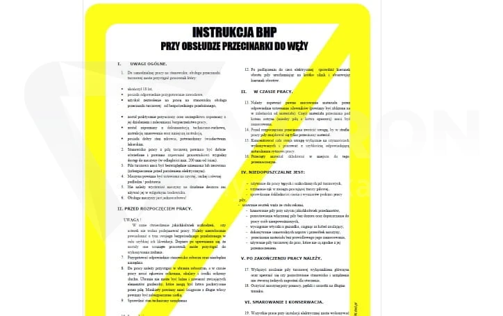Instrukcja BHP przecinarki do węży