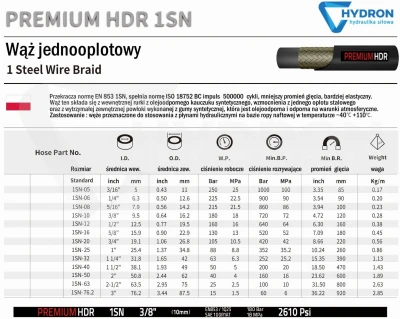 Premium Wąż hydrauliczny DN20 1SN (3/4") 105 bar