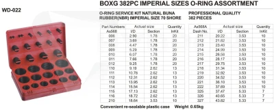 Zestaw oringów calowych NBR BOX 382 szt.