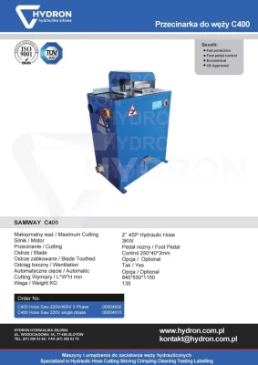 Przecinarka do węży hydraulicznych C400 2" SAMWAY