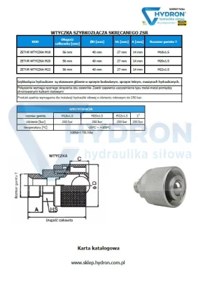 Szybkozłącze skręcane ZSR wtyczka M20x1,5 12S