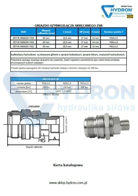 Szybkozłącze skręcane ZSR gniazdo M20x1,5 12S