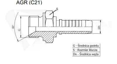 Końcówka AGR DN13 1/2" BSP S22