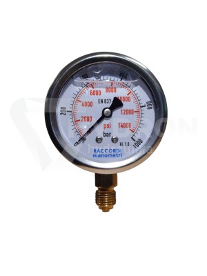 Przejdź do produktu Manometr dolny radialny MG1-63 1000 bar gwint 1/4"