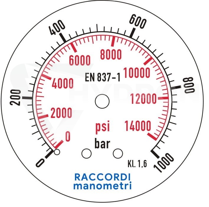 Manometr dolny radialny MG1-63 1000 bar gwint 1/4"