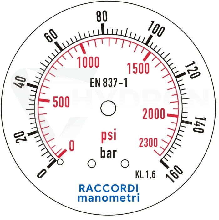 Manometr tylny 160 bar MG3-63 gwint 1/4"