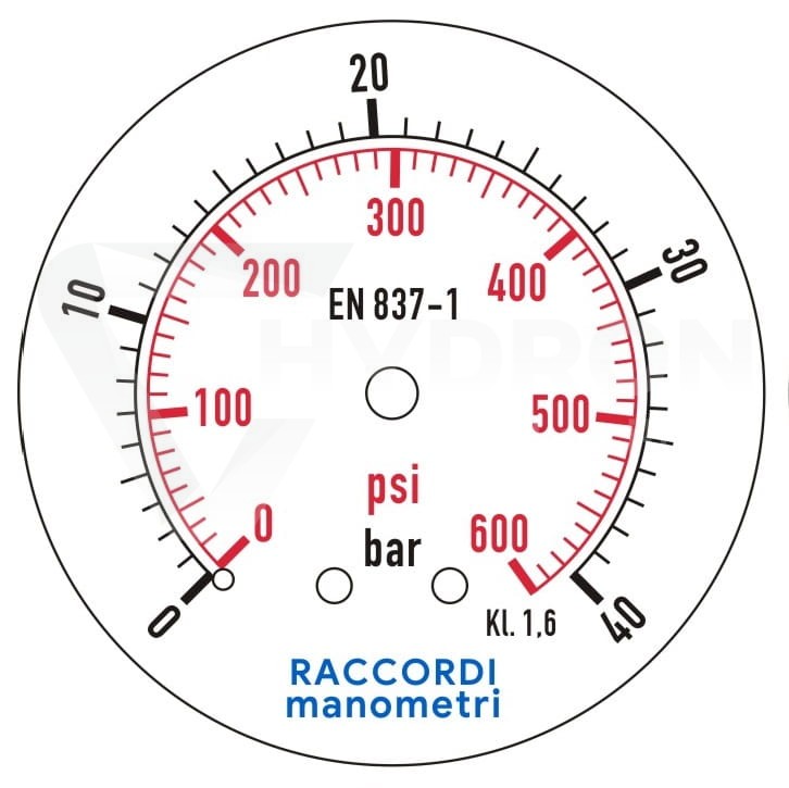 Manometr tylny 40 bar MG3-63 gwint 1/4"