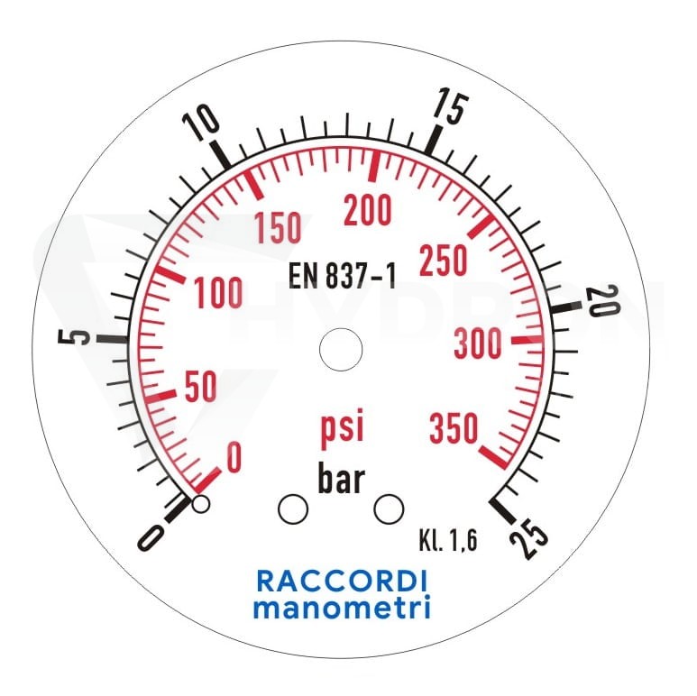 Manometr tylny 25 bar MG3-63 gwint 1/4"
