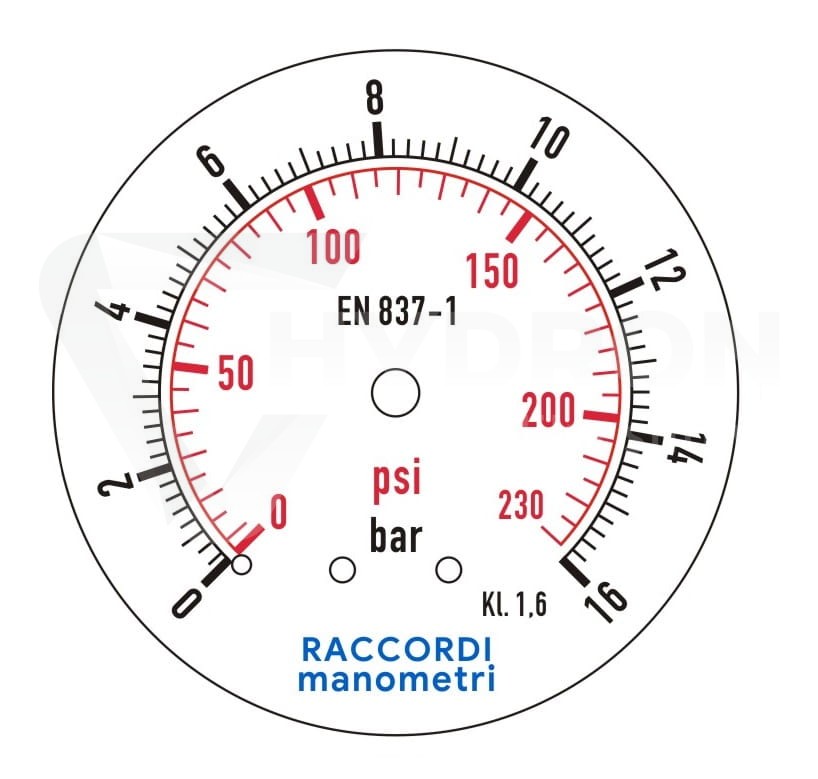Manometr tylny 16 bar MG3-63 gwint 1/4"