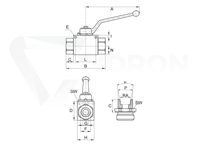 Zawór kulowy PN500 DN06 TYP KH BSP 1/4" 1.4571