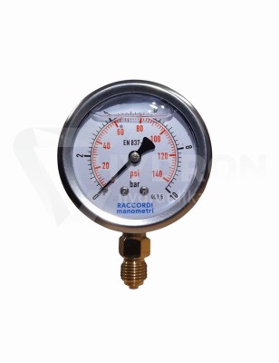 Przejdź do produktu Manometr dolny radialny MG1-63 10 bar gwint 1/4"
