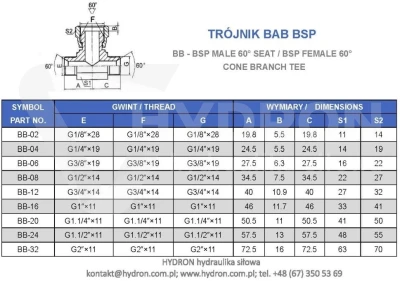 Trójnik BAB  3/8" BSP