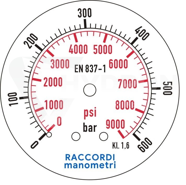 Manometr tylny 600 bar MG3-63 gwint 1/4"