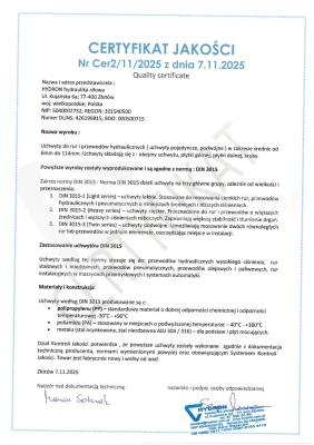 Uchwyt pojedynczy do rur hydraulicznych 20mm