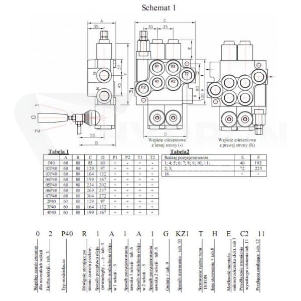 Rozdzielacz hydrauliczny 80L 5 pięciosekcyjny