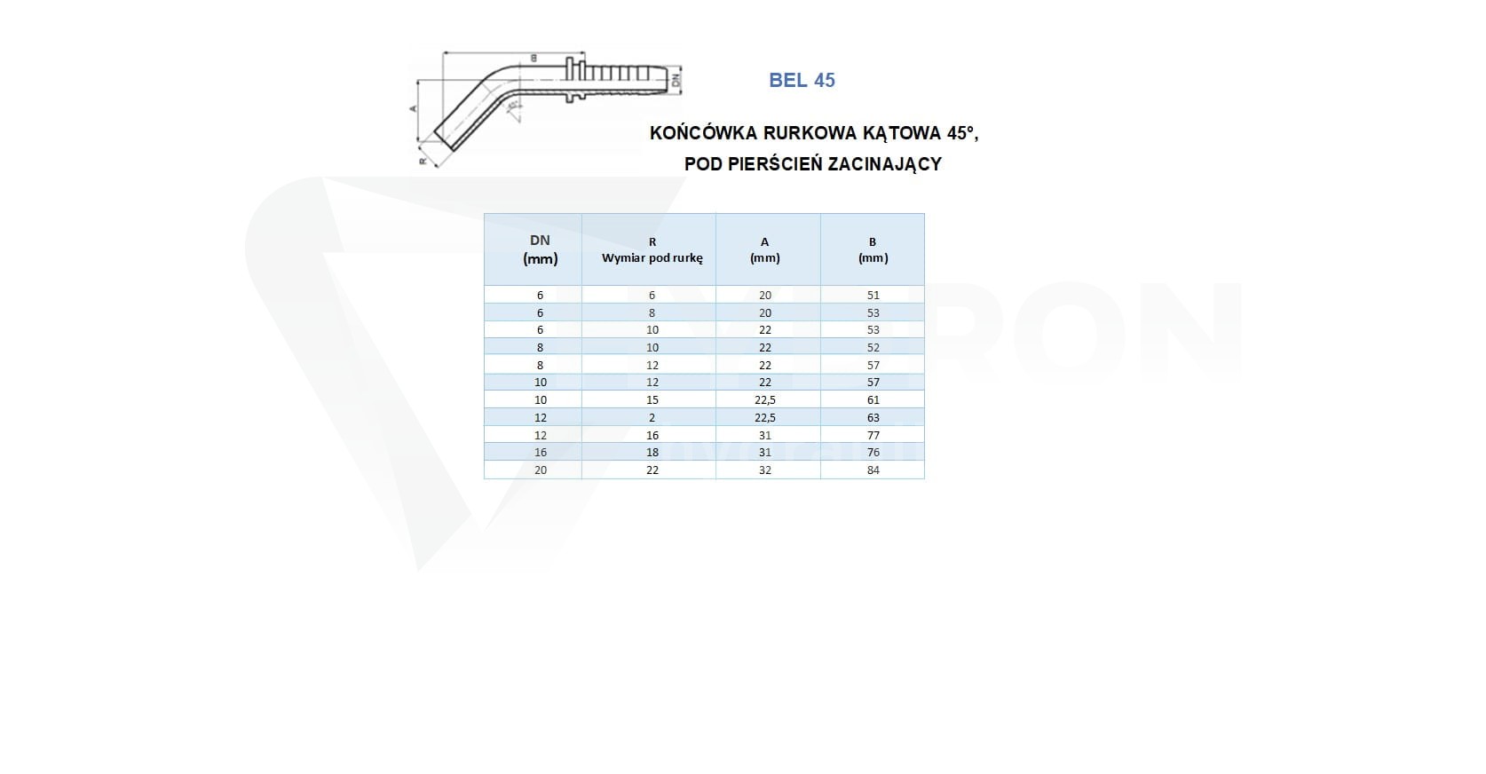 Końcówka BEL/BES 45° DN06 D08