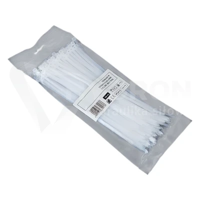 Taśma opaska kablowa 3,6x200mm - 100szt białe