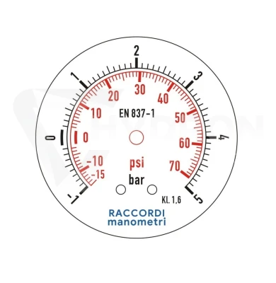 Wakuometr dolny (-1 do 5 BAR) gwint 1/2"