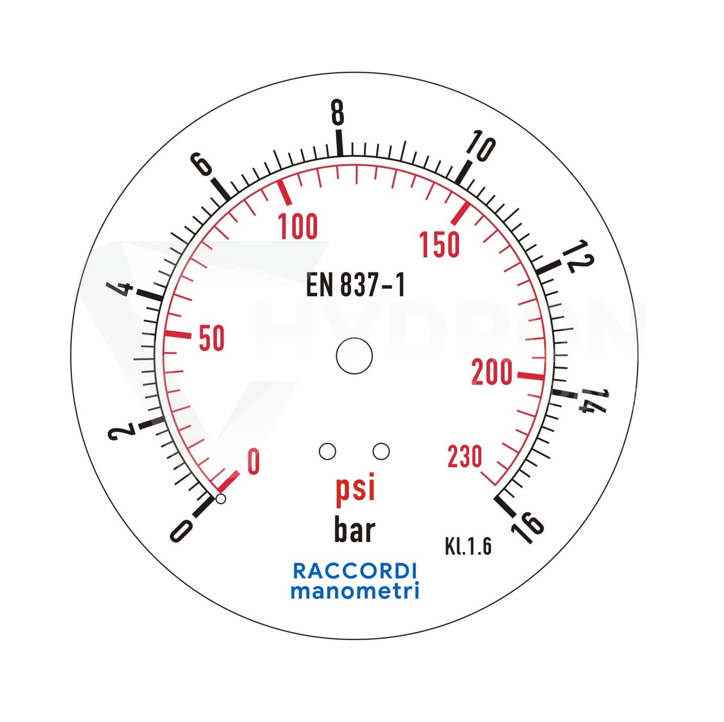 Manometr dolny MG1-100 16 bar gwint 1/2"