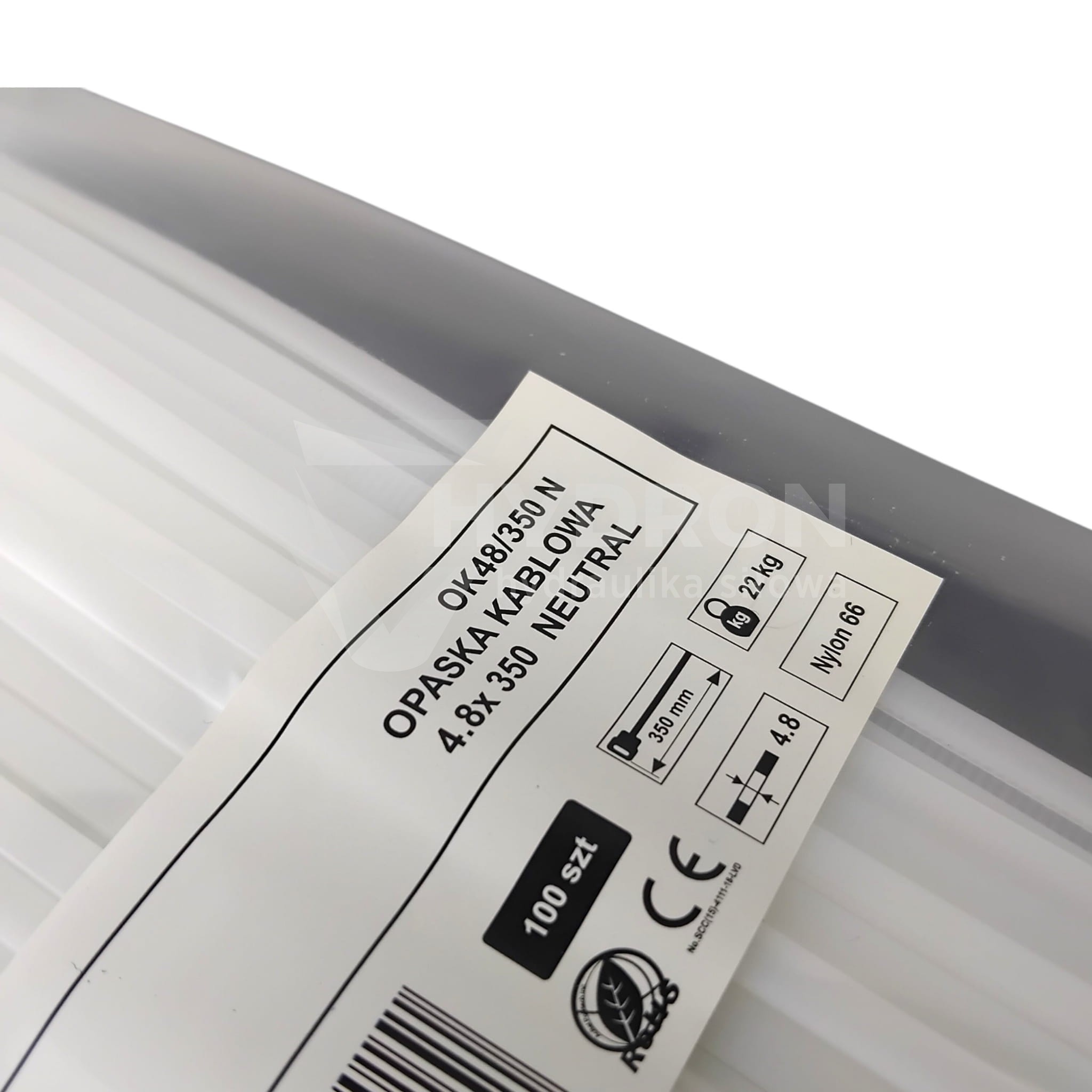 Taśma opaska kablowa 4,8x350mm - 100szt białe
