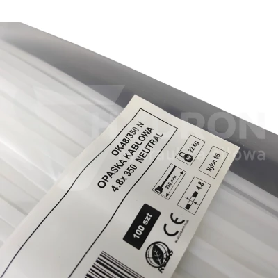 Taśma opaska kablowa 4,8x350mm - 100szt białe