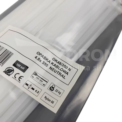 Taśma opaska kablowa 4,8x350mm - 100szt białe