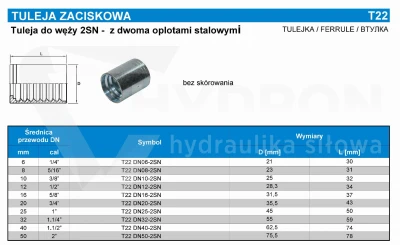 Tuleja zaciskowa na wąż DN05 2SN
