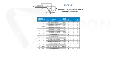 Końcówka K45 ORFS 45° DN06 11/16” CATERPILLAR