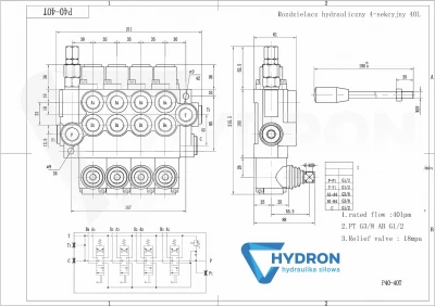 Rozdzielacz hydrauliczny 40L 4 czterosekcyjny
