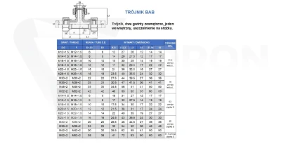 Trójnik BAB M36X2 28L