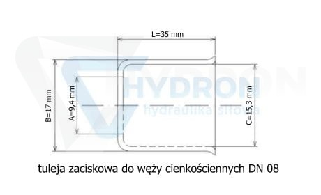 Tuleja do węży cienkościennych DN08 G6 15,3mm