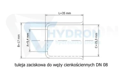 Tuleja do węży cienkościennych DN08 G6 15,3mm