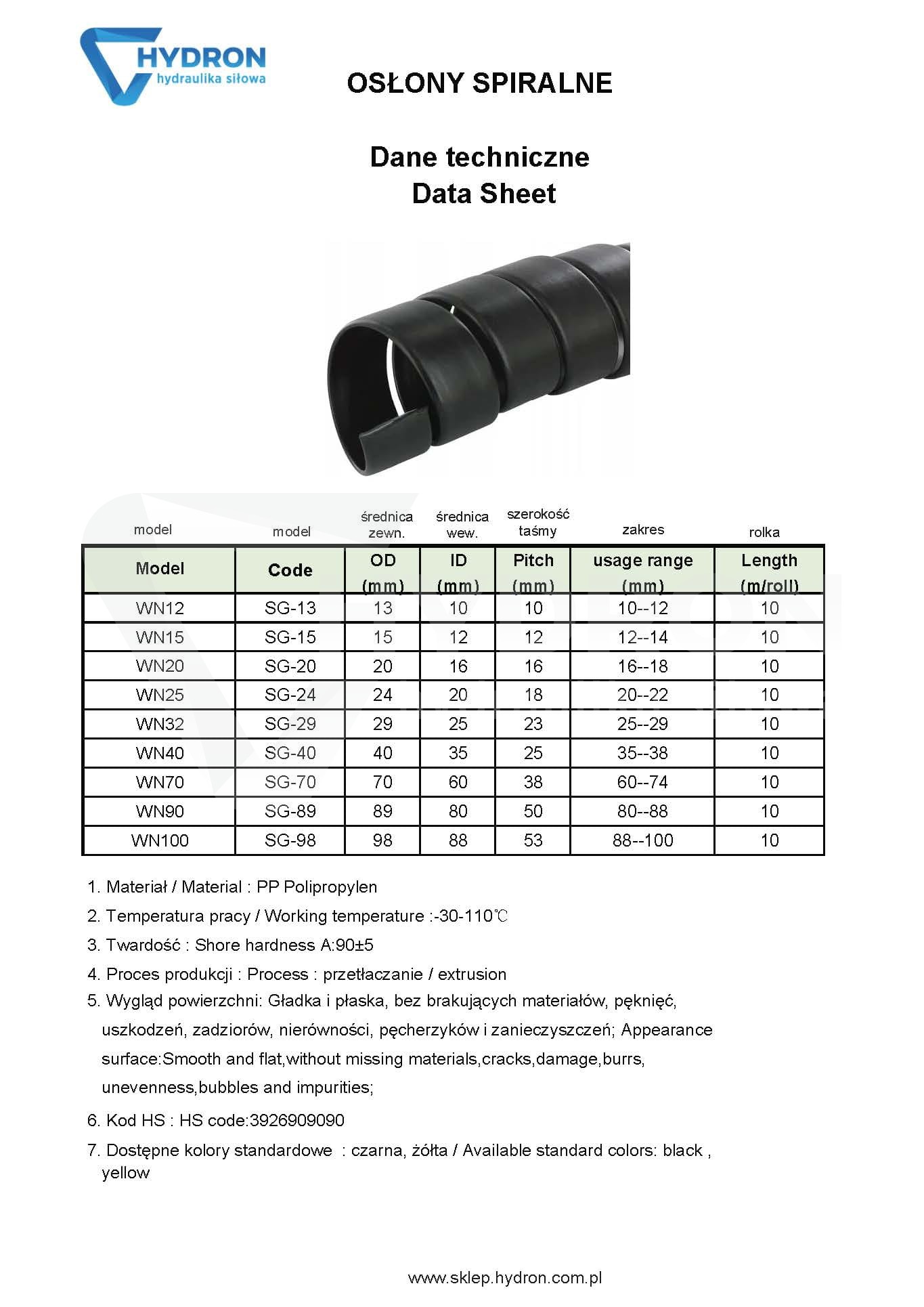 Osłona spiralna węża WN90 80-90mm czarna