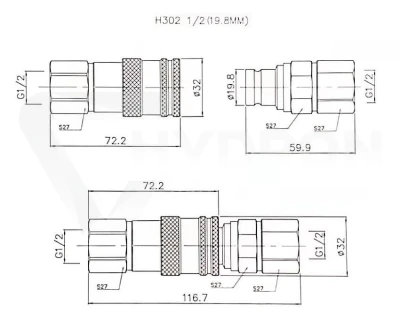 Szybkozłącze suchoodcinające BSP 1/2" wtyczka