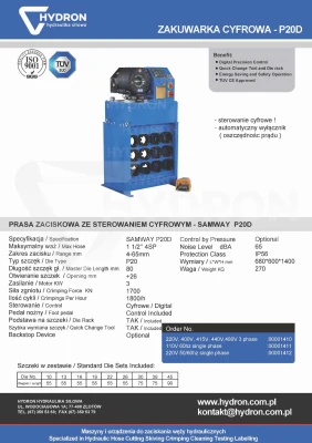 Zakuwarka do przewodów hydraulicznych P20D cyfrowa