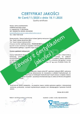 Zawór kulowy dwudrożny BKH BSP DN25 1" 315bar