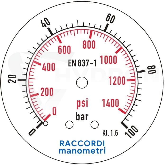 Manometr dolny radialny MG1-63 100 bar gwint 1/4"