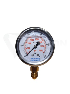Przejdź do produktu Manometr dolny radialny MG1-63 250 bar gwint 1/4"