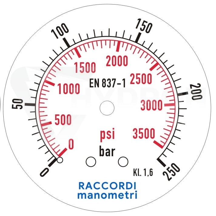Manometr tylny 250 bar MG3-63 gwint 1/4"