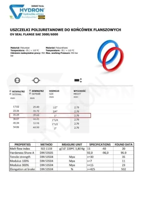 Uszczelka poliuretan DN25 1" SFL/SFS (31X39X3,5)