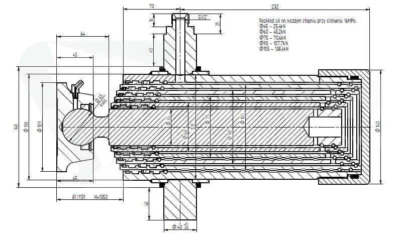 Siłownik hydrauliczny teleskopowy ST5-1050