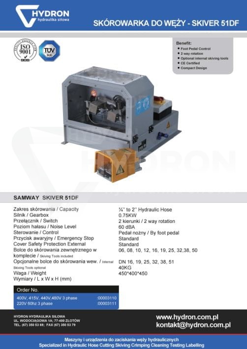 Skórowarka elektryczna do węży hydraulicznych