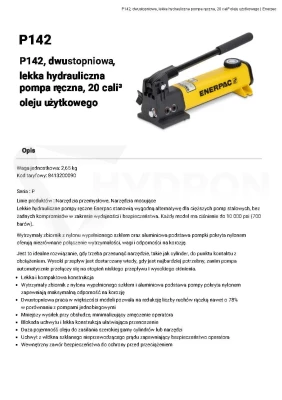 Pompa ręczna ENERPAC P142 dwustopniowa