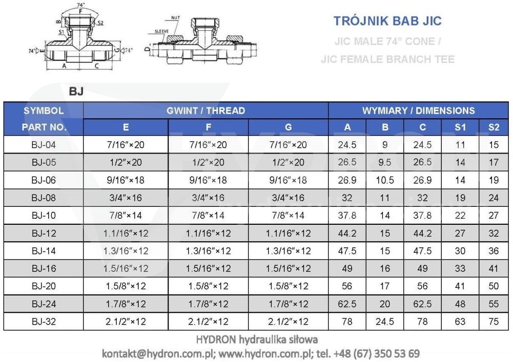 Trójnik BAB JIC 3/4" Z
