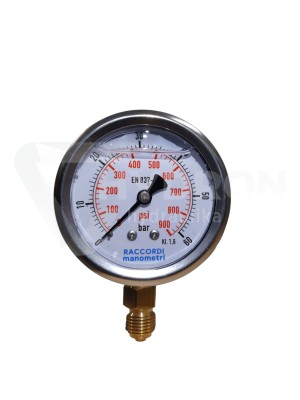 Przejdź do produktu Manometr dolny radialny MG1-63 60 bar gwint 1/4"