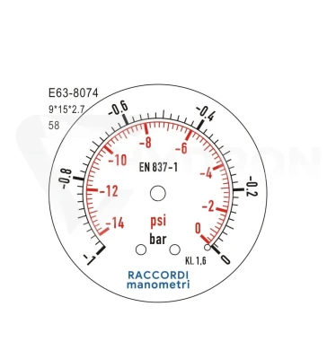 Wakuometr dolny (-1 do 0 BAR) gwint 1/4"