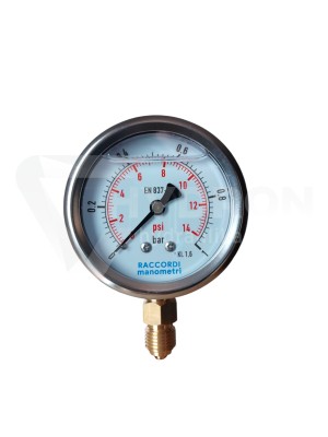 Przejdź do produktu Manometr dolny radialny MG1-63 1 bar gwint 1/4"