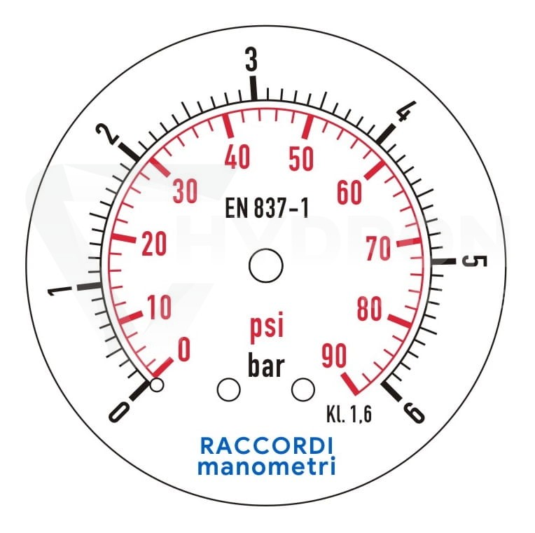 Manometr dolny radialny MG1-63 6 bar gwint 1/4"