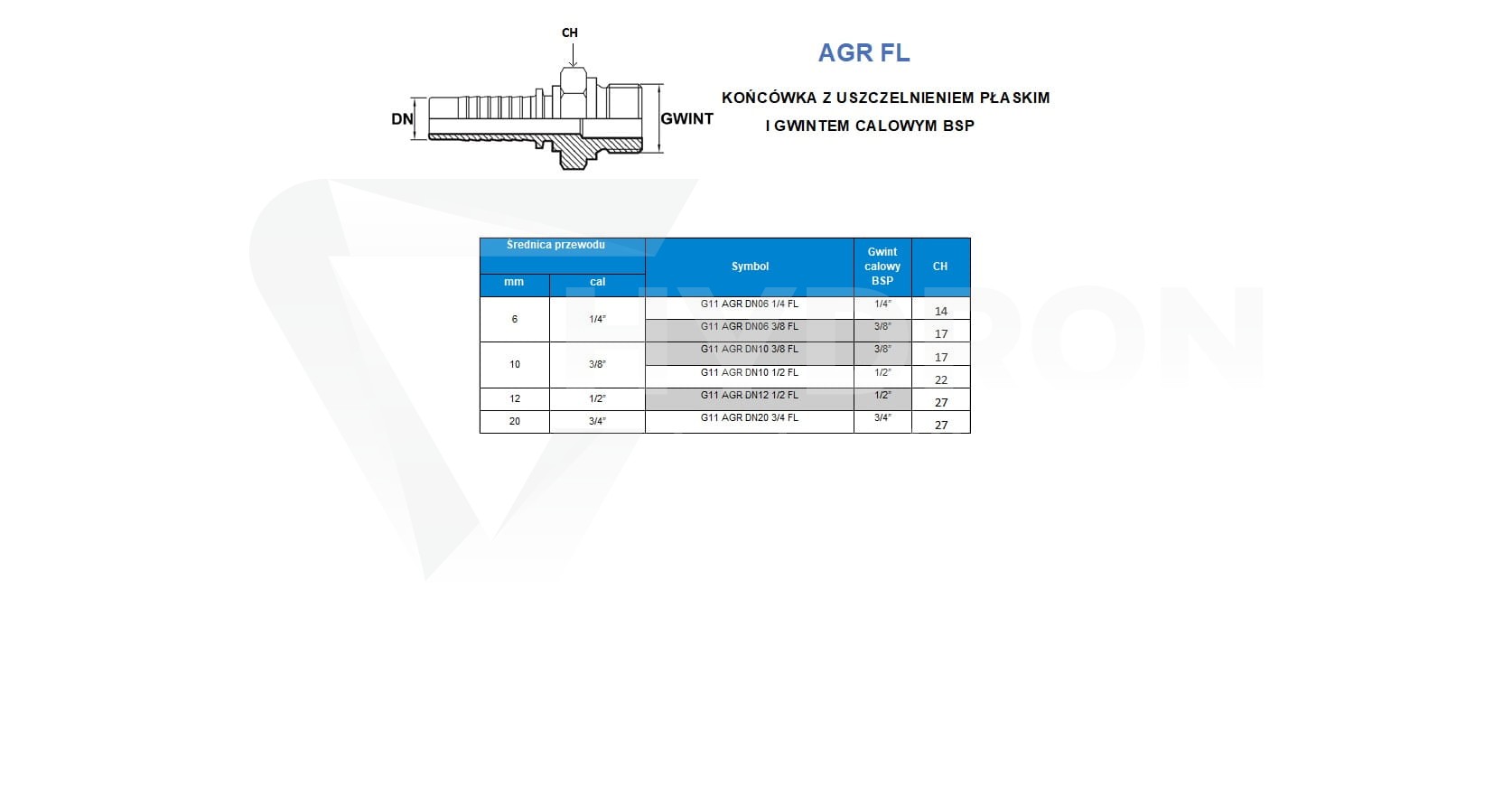 Końcówka AGR-FL DN10 3/8" FL ( płaski )