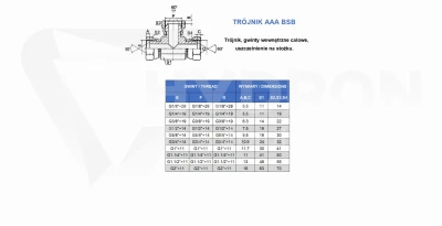 Trójnik AAA BSP 3/8 stal nierdzewna 1.4571